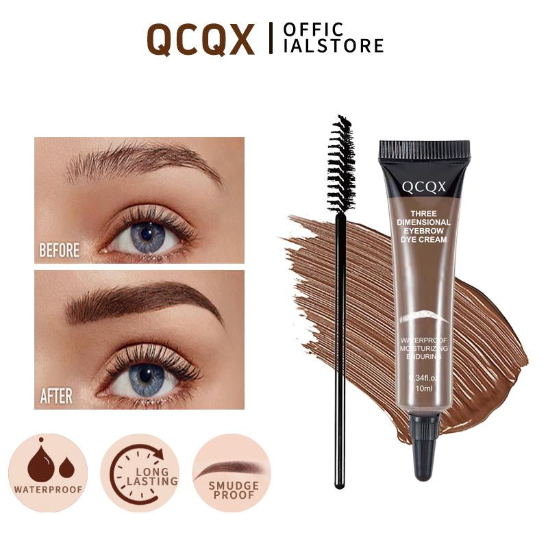 【Qcqx】Eyebrow Tint Kit - Long-Lasting, Waterproof Brow Dye Gel Set | Smudge-Proof Brow Color