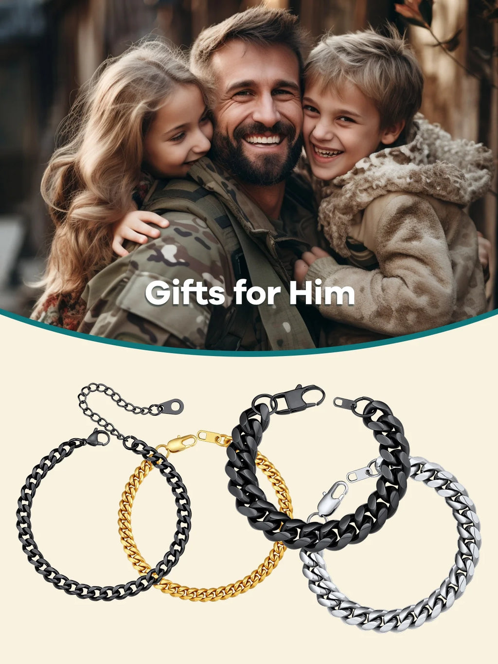 Men Chain Bracelet Cuban Stainless Steel Curb Bracelet 6MM 8.3 Inch Silver Wrist Bracelet Mens Birthday Valentines Day Jewelry Gifts for Him Dad Adults Age