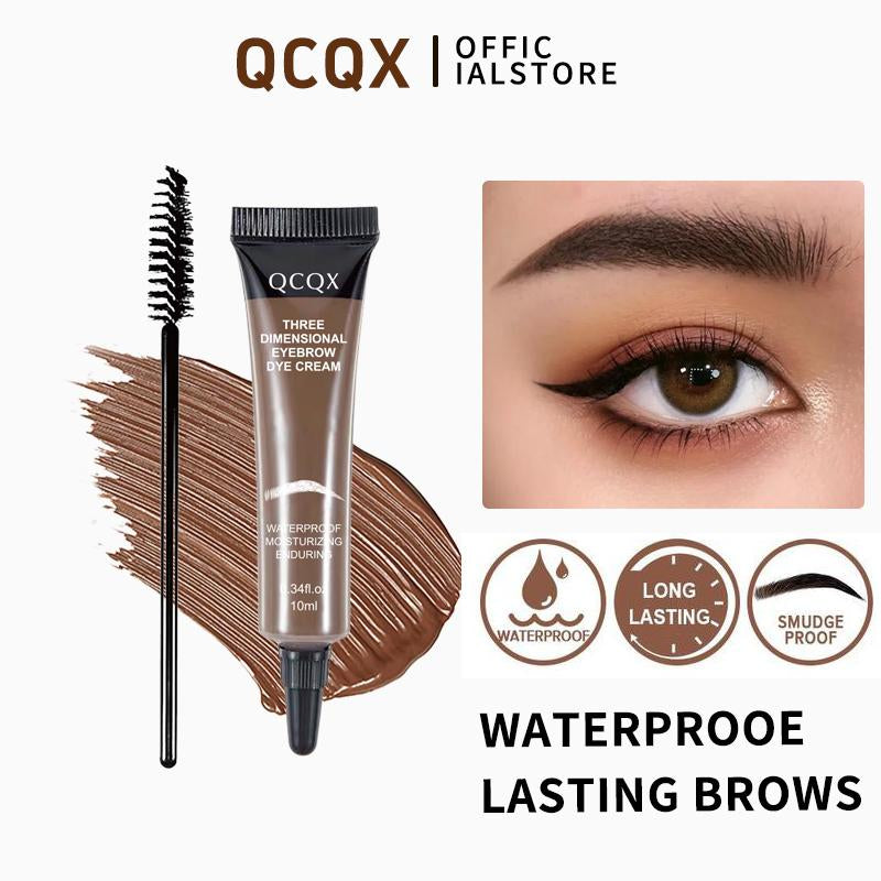 【Qcqx】Eyebrow Tint Kit - Long-Lasting, Waterproof Brow Dye Gel Set | Smudge-Proof Brow Color